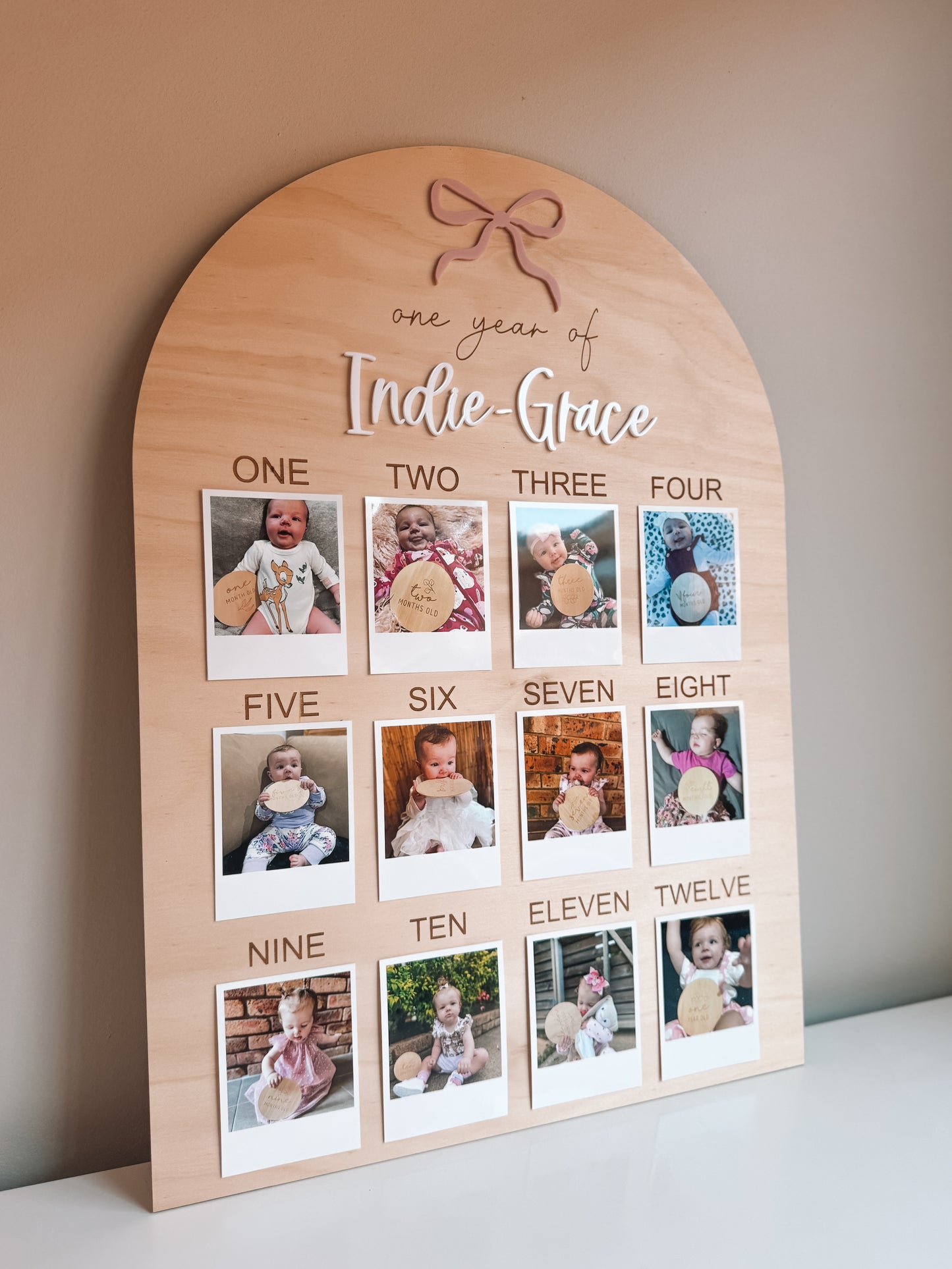 One Year Photo Board - Bow Theme