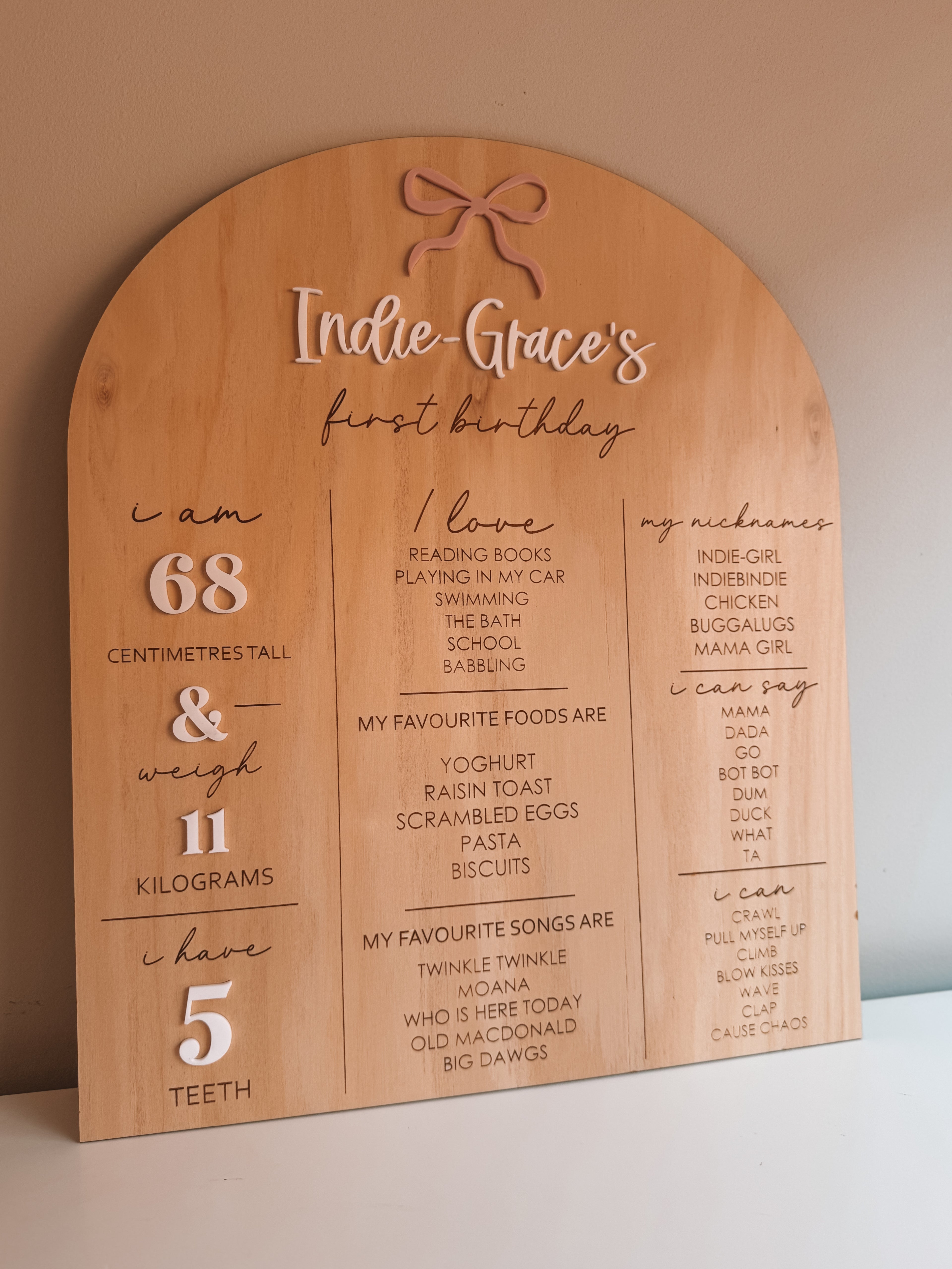 First Year Milestone Board - bow theme