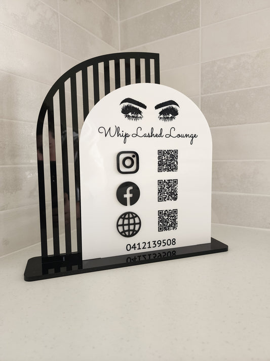 Acrylic Social Stand - 3 x QR codes (engraved logo)