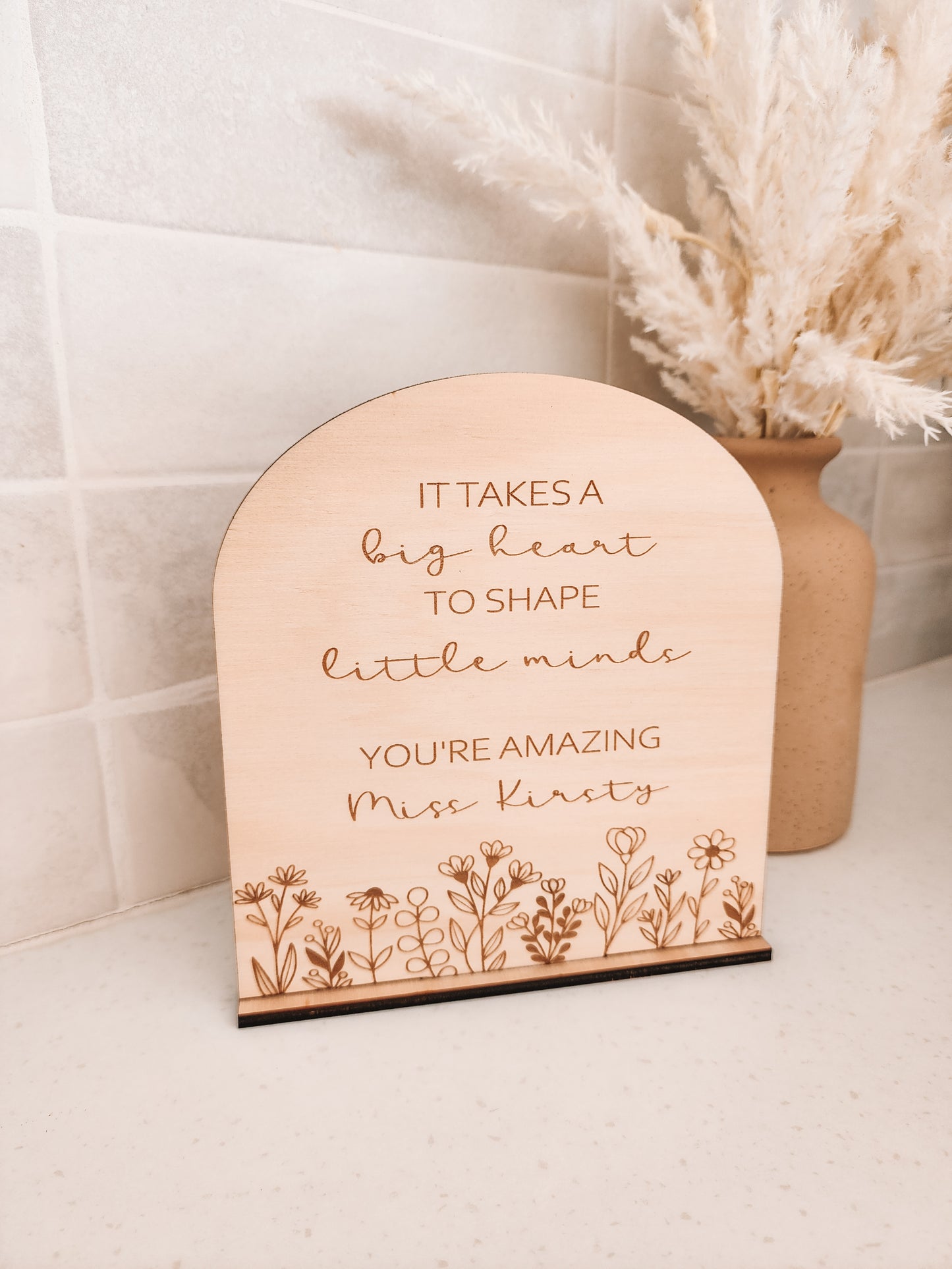 Arched Plaque With Stand - Teacher Gift