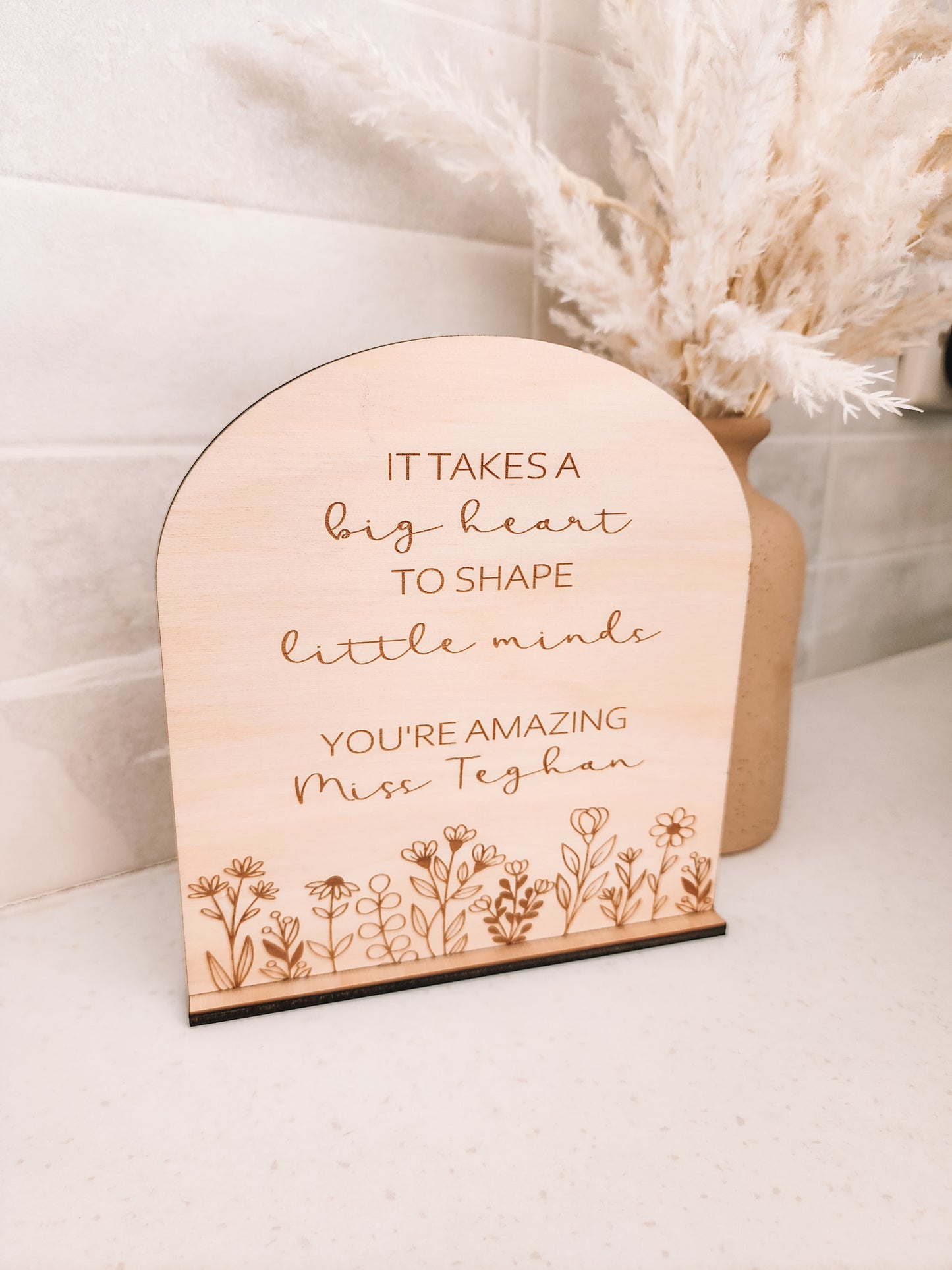 Arched Plaque With Stand - Teacher Gift