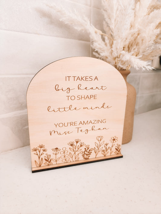 Arched Plaque With Stand - Teacher Gift