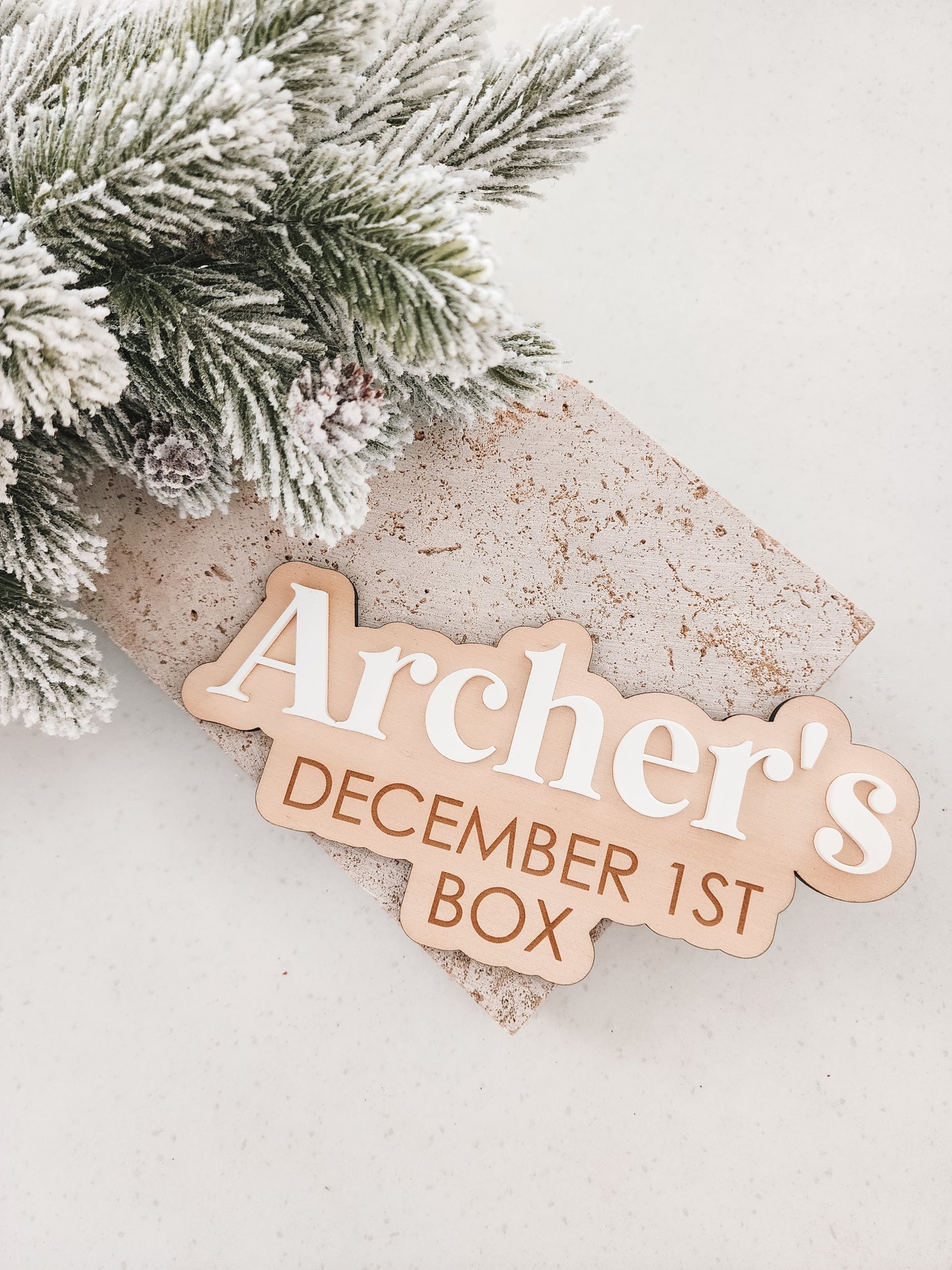 Personalised 'December 1st box' plaque