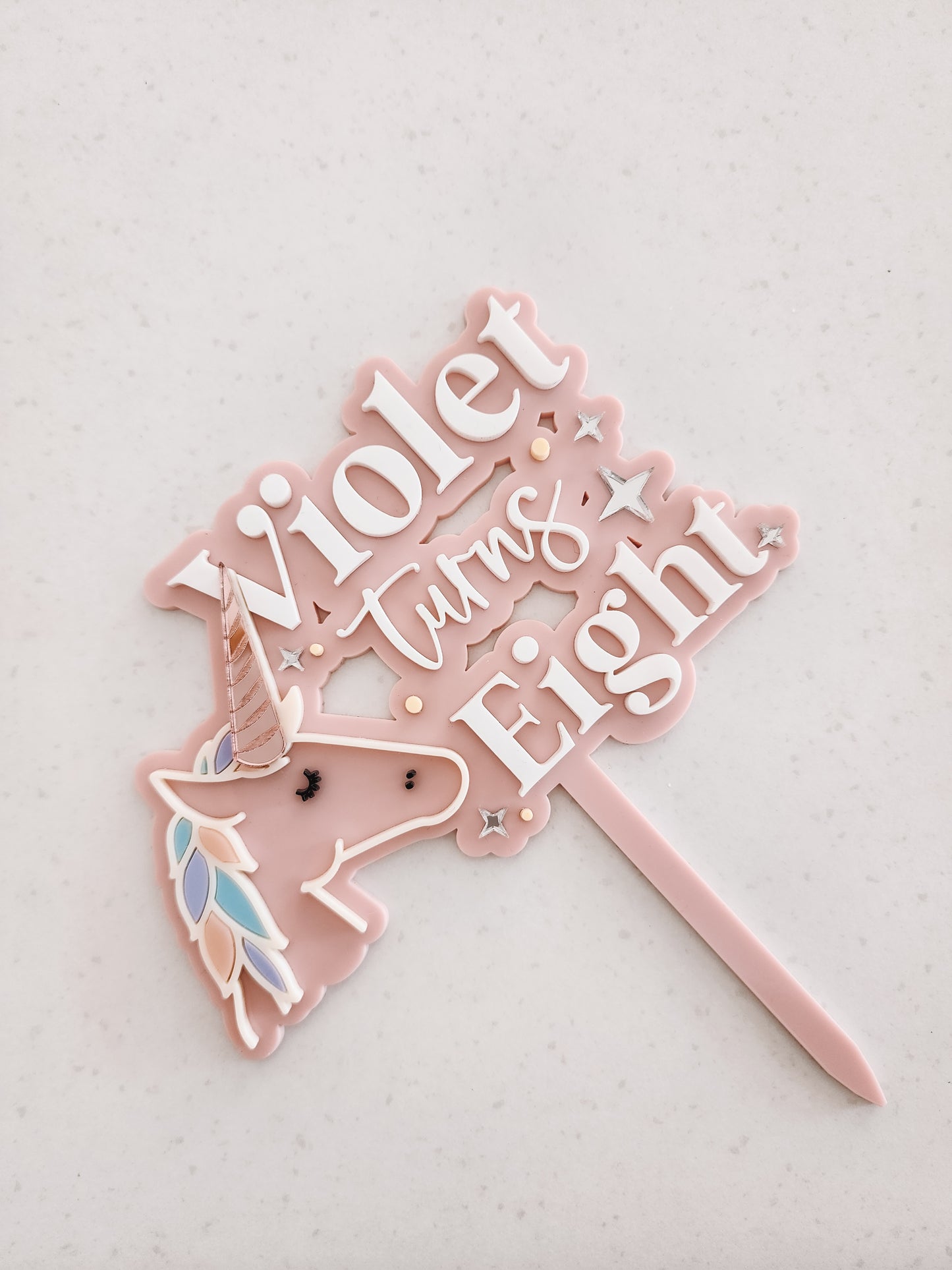 Unicorn Theme Cake topper - personalised