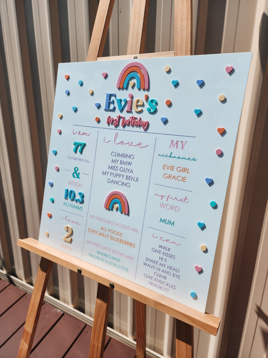 Personalised Rainbow Pastel Birthday Board