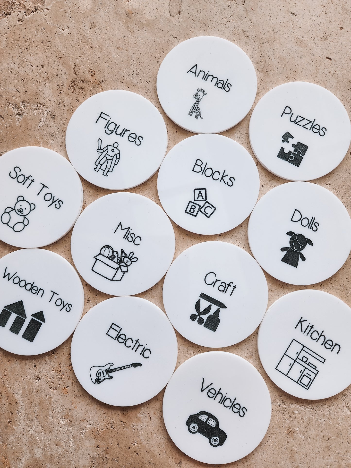 Toy Storage Tags - Engraved Acrylic