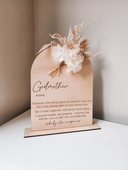 Godmother Floral Arch Definition Plaque