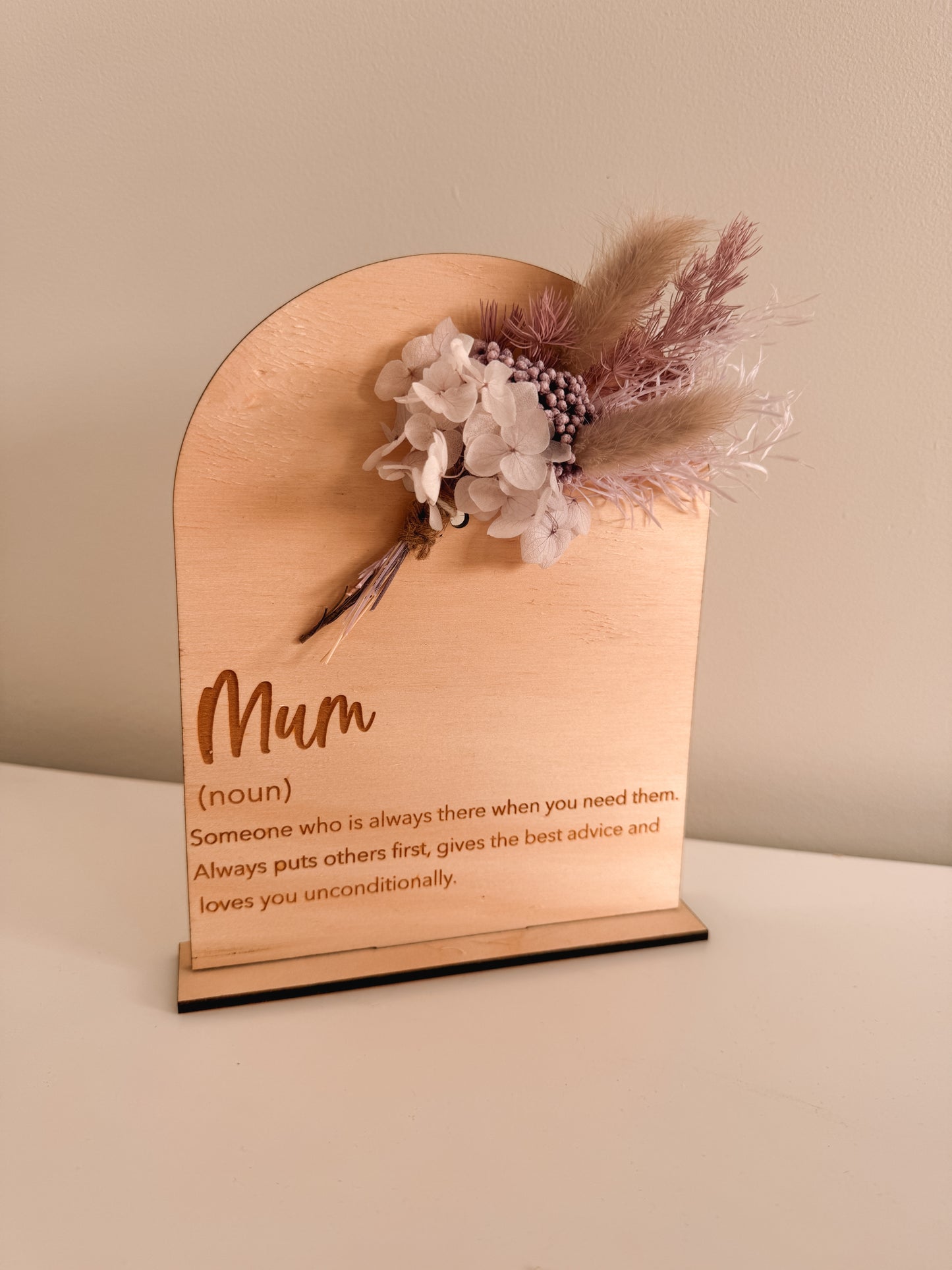 Dried Floral Definition Plaque with stand