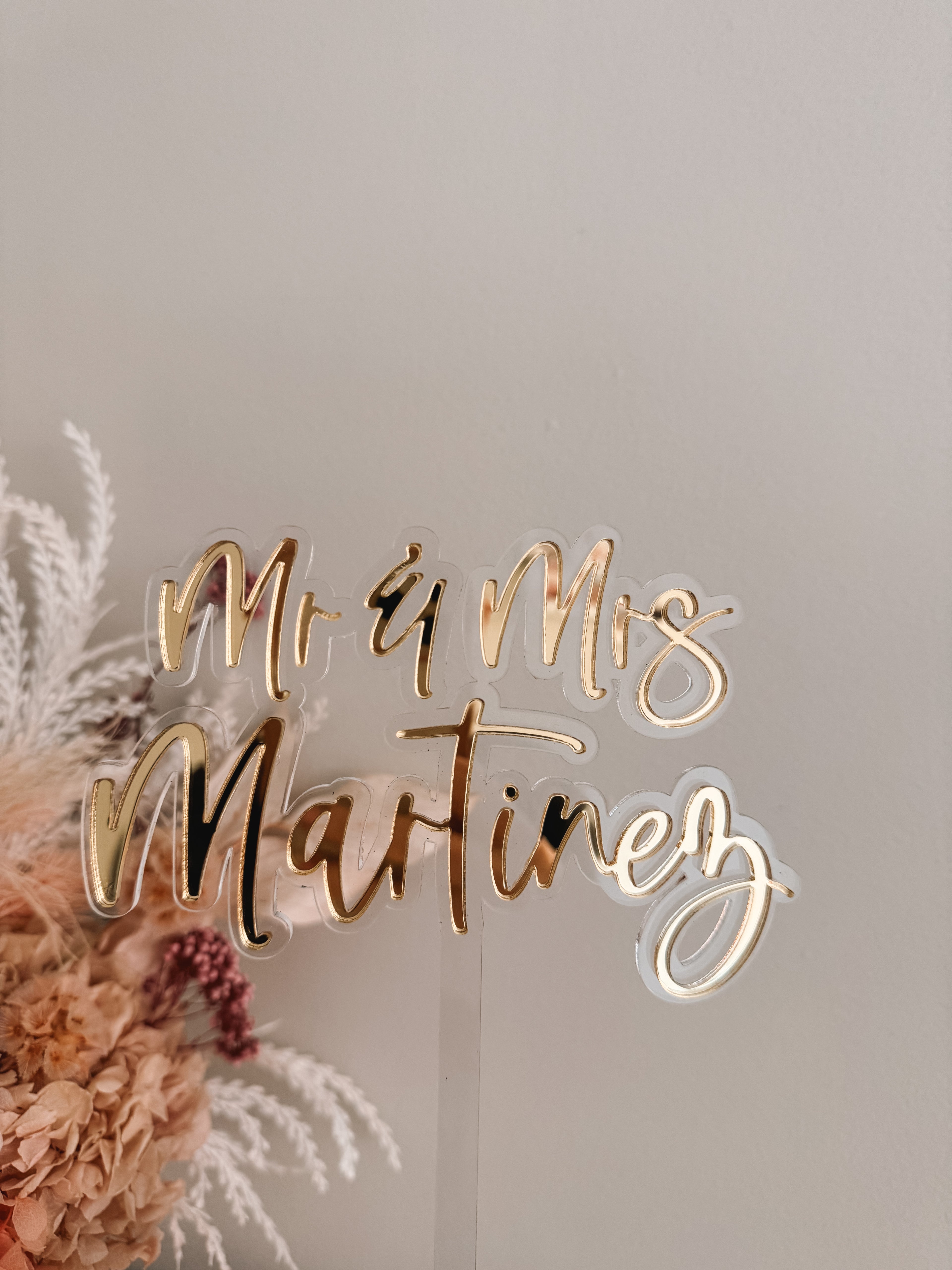 Mr & Mrs Personalised Cake Topper - Clear Backing