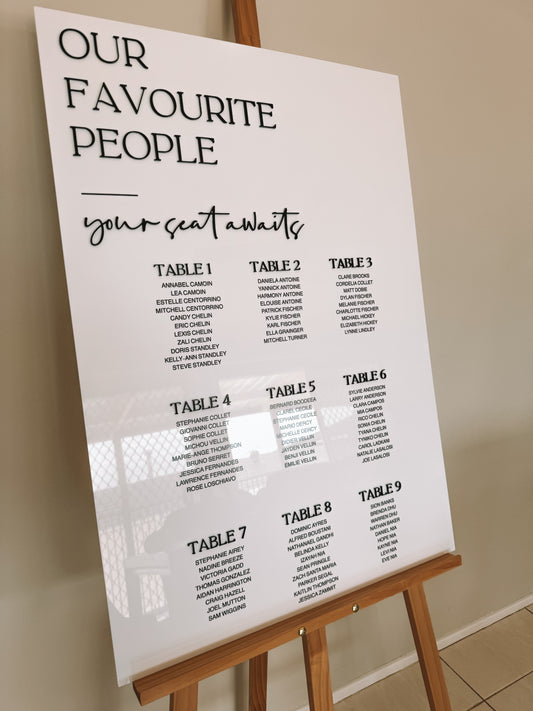 'Our Favourite People' Acrylic Seating Chart