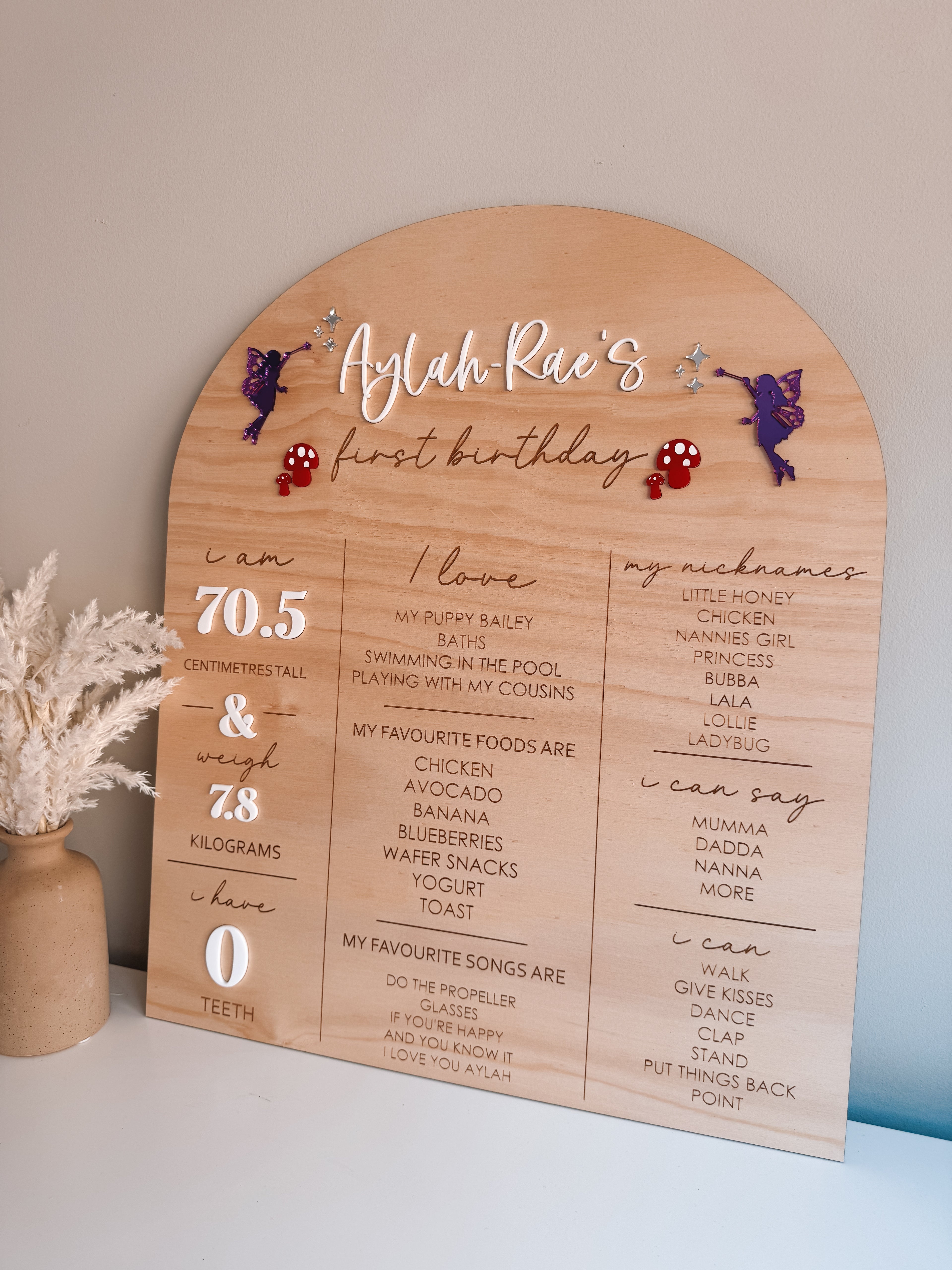 First Year Milestone Board - Fairy Theme