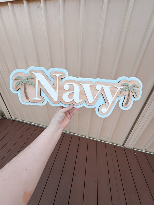 Palm tree triple layer name sign
