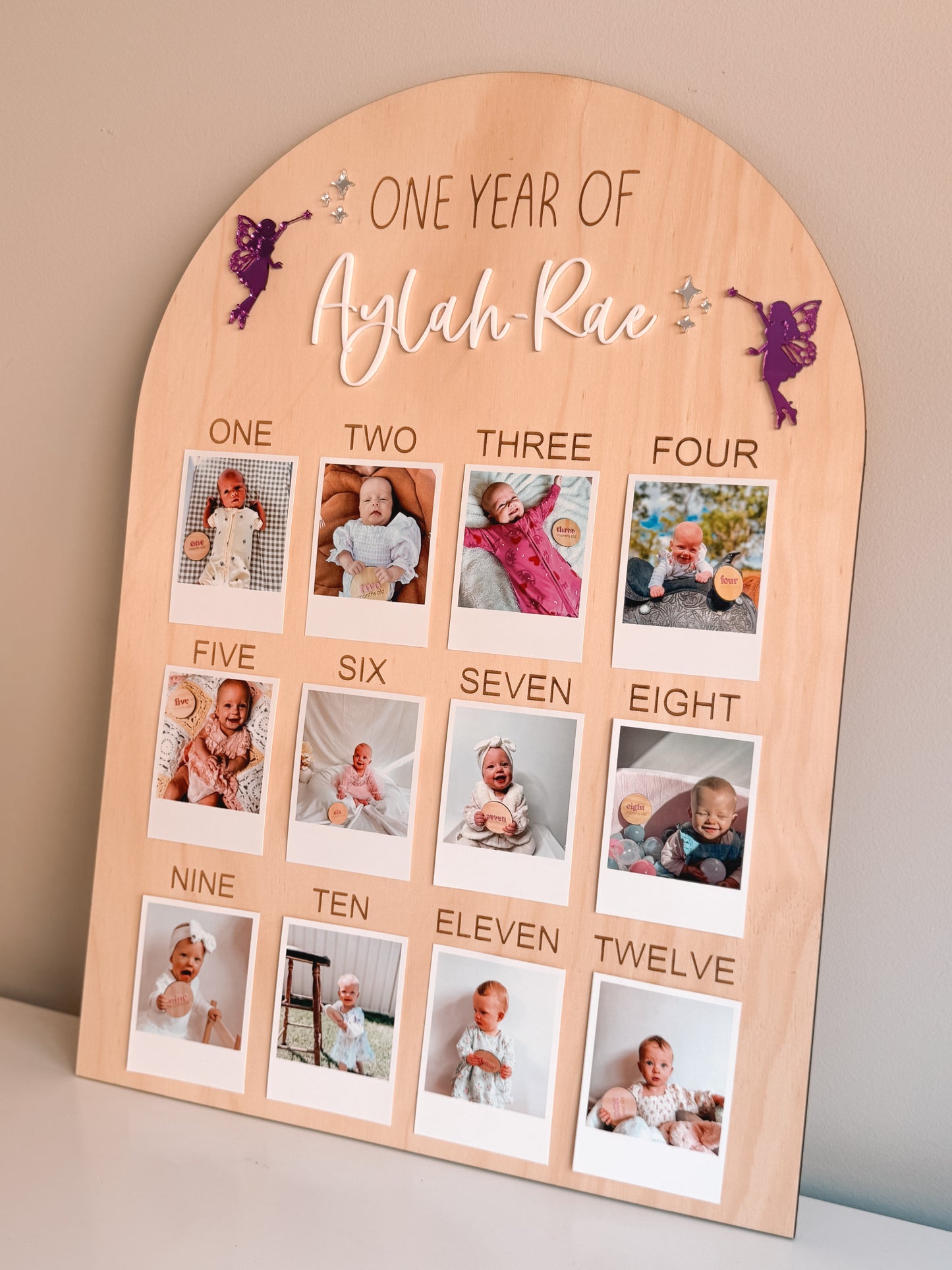 Personalised First Year Photo Board - Fairy Theme