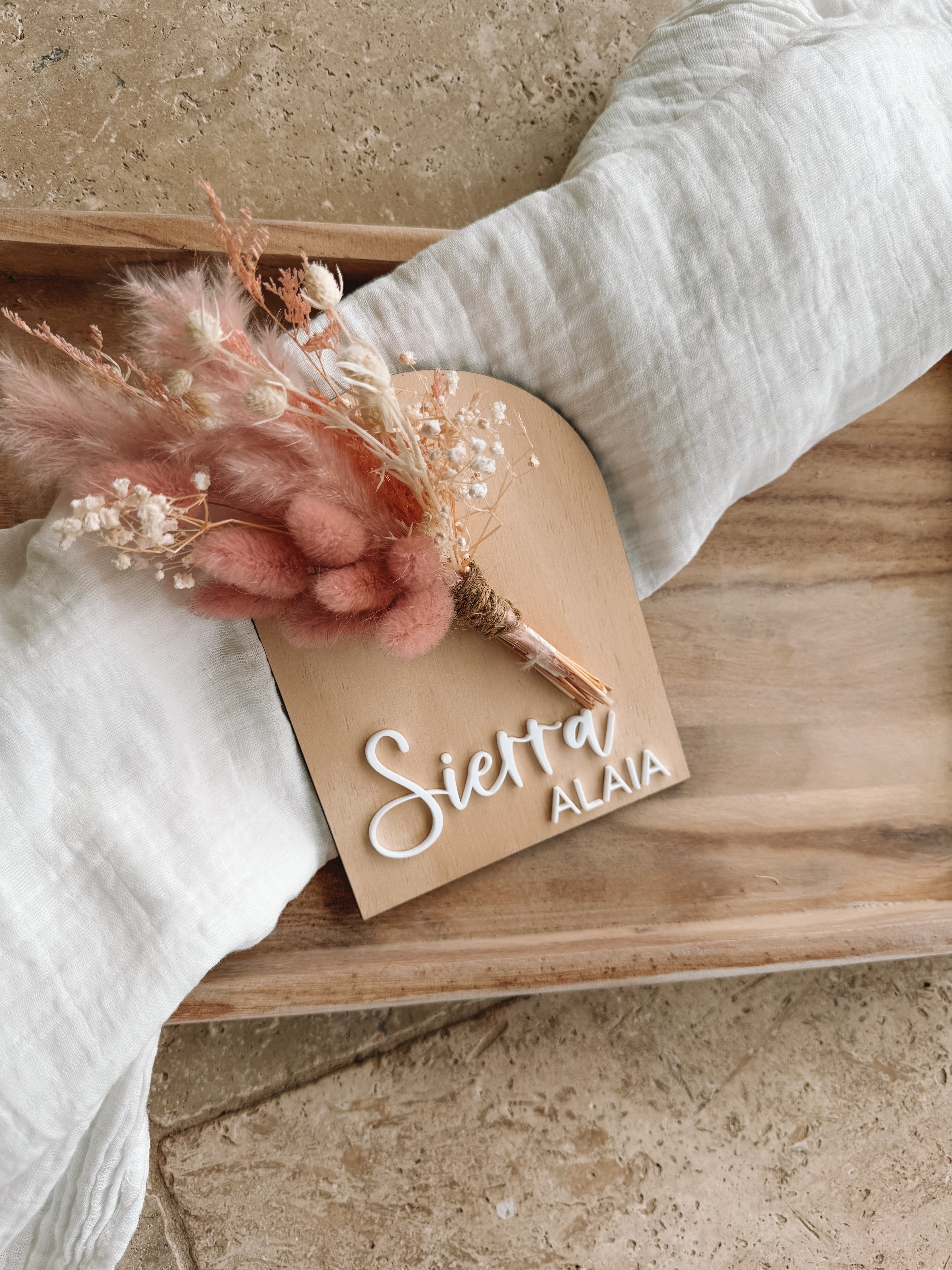 Dried Floral Name Plaque