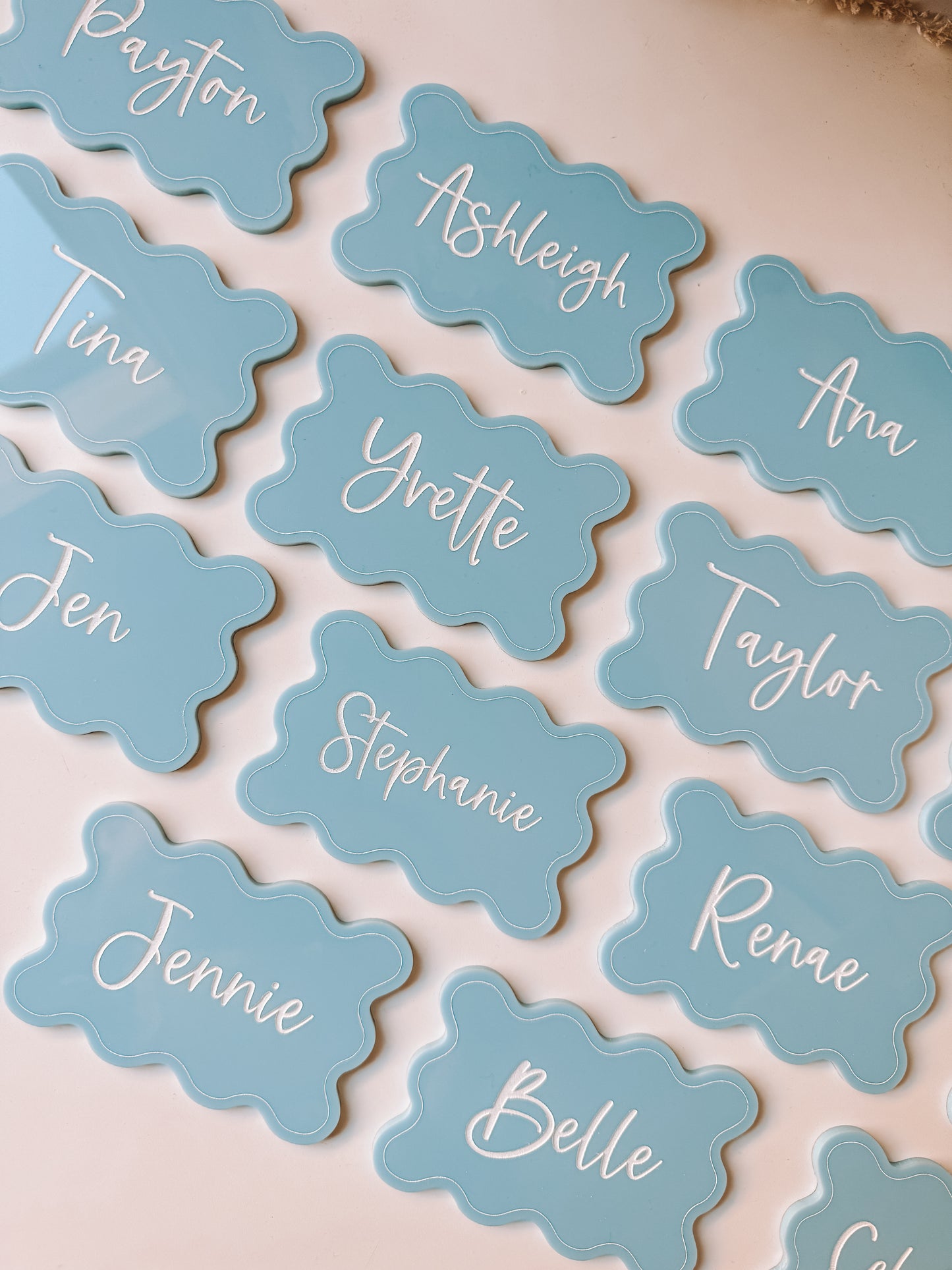 Acrylic Personalised Place Card - Wavy