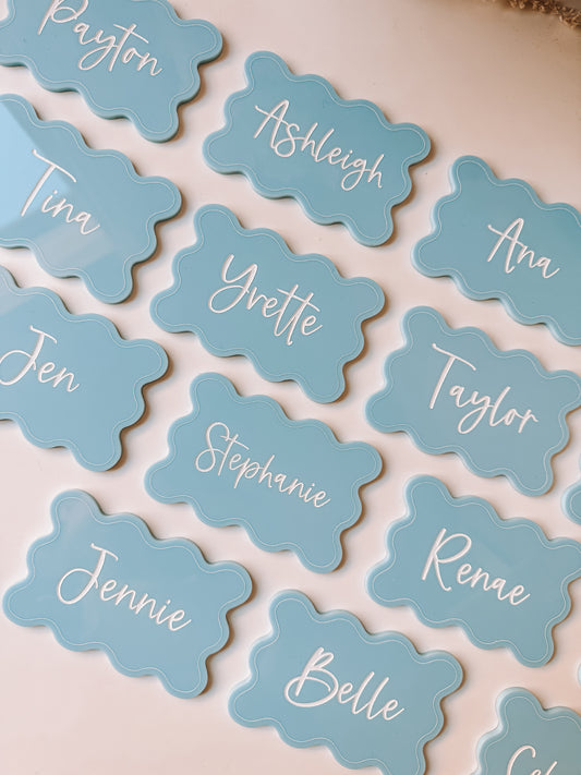 Acrylic Personalised Place Card - Wavy