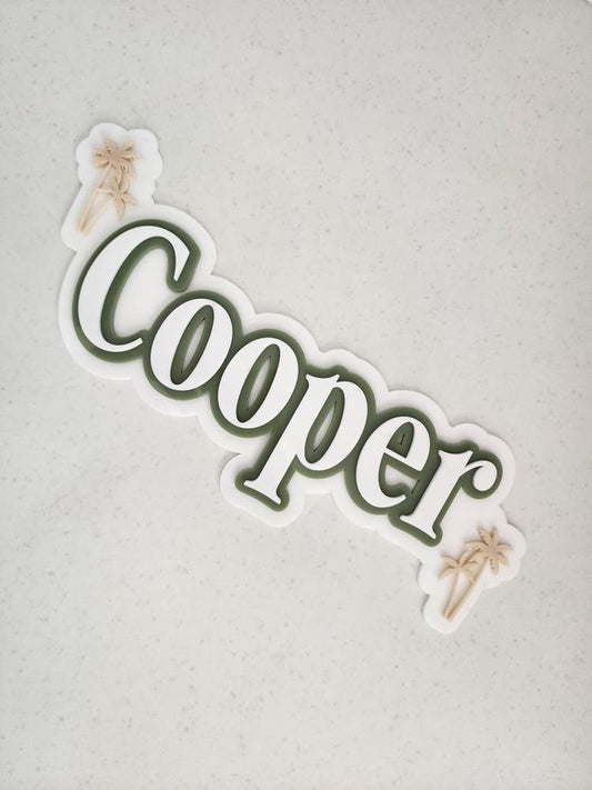 Personalised Triple Layer Name Plaque - Palm Tree