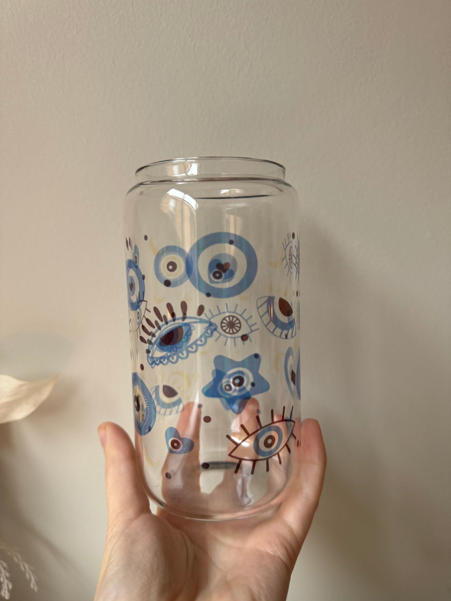 Evil eye glass tumbler