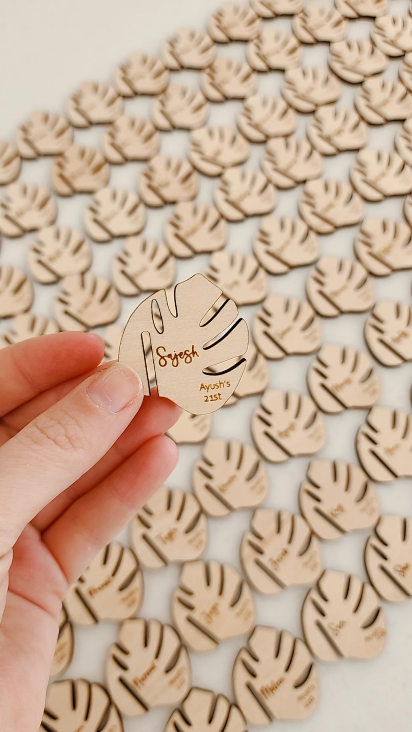 Palm Leaf Personalised Drink Tag - Plywood