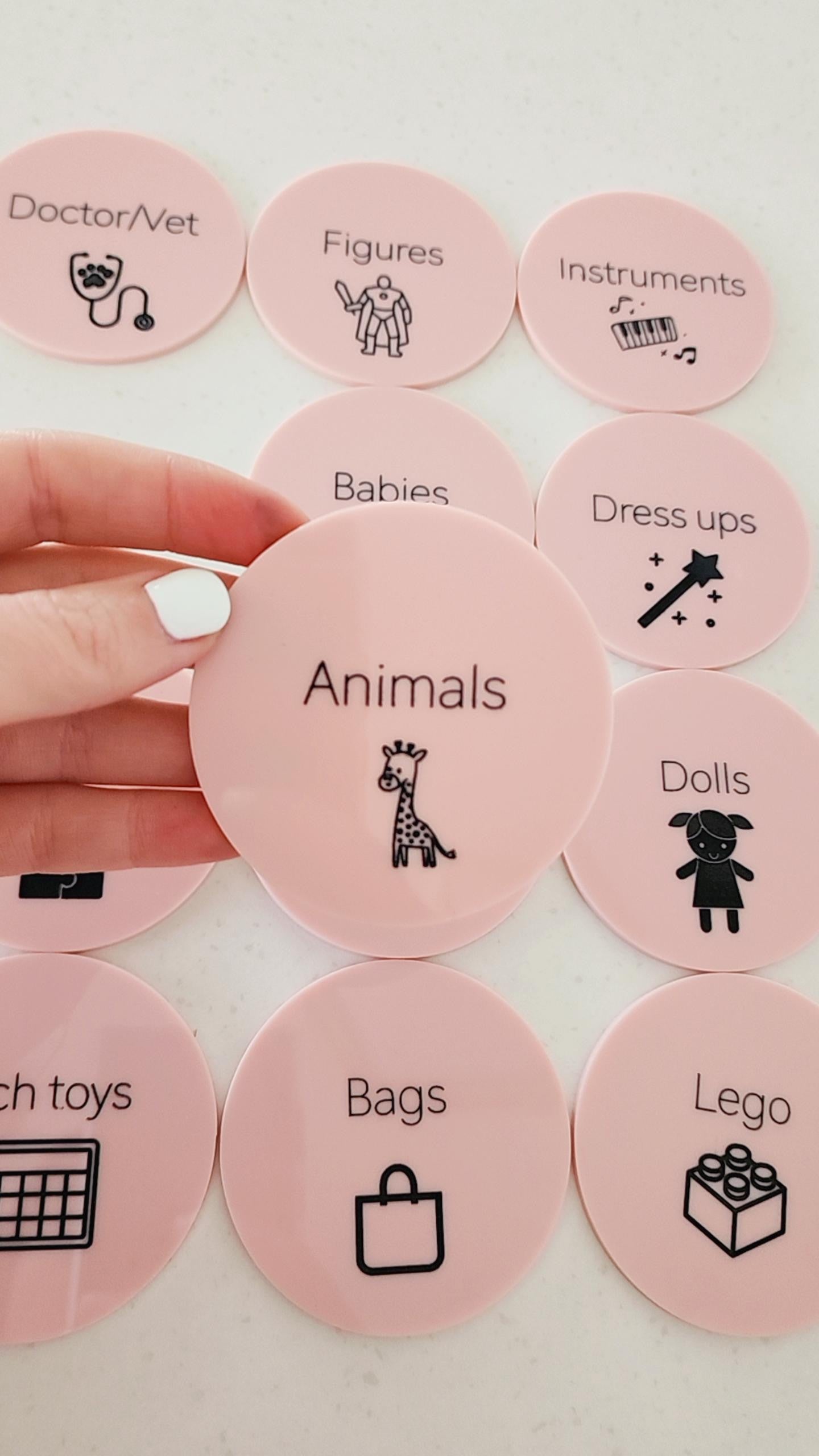 Toy Storage Tags - Engraved Acrylic