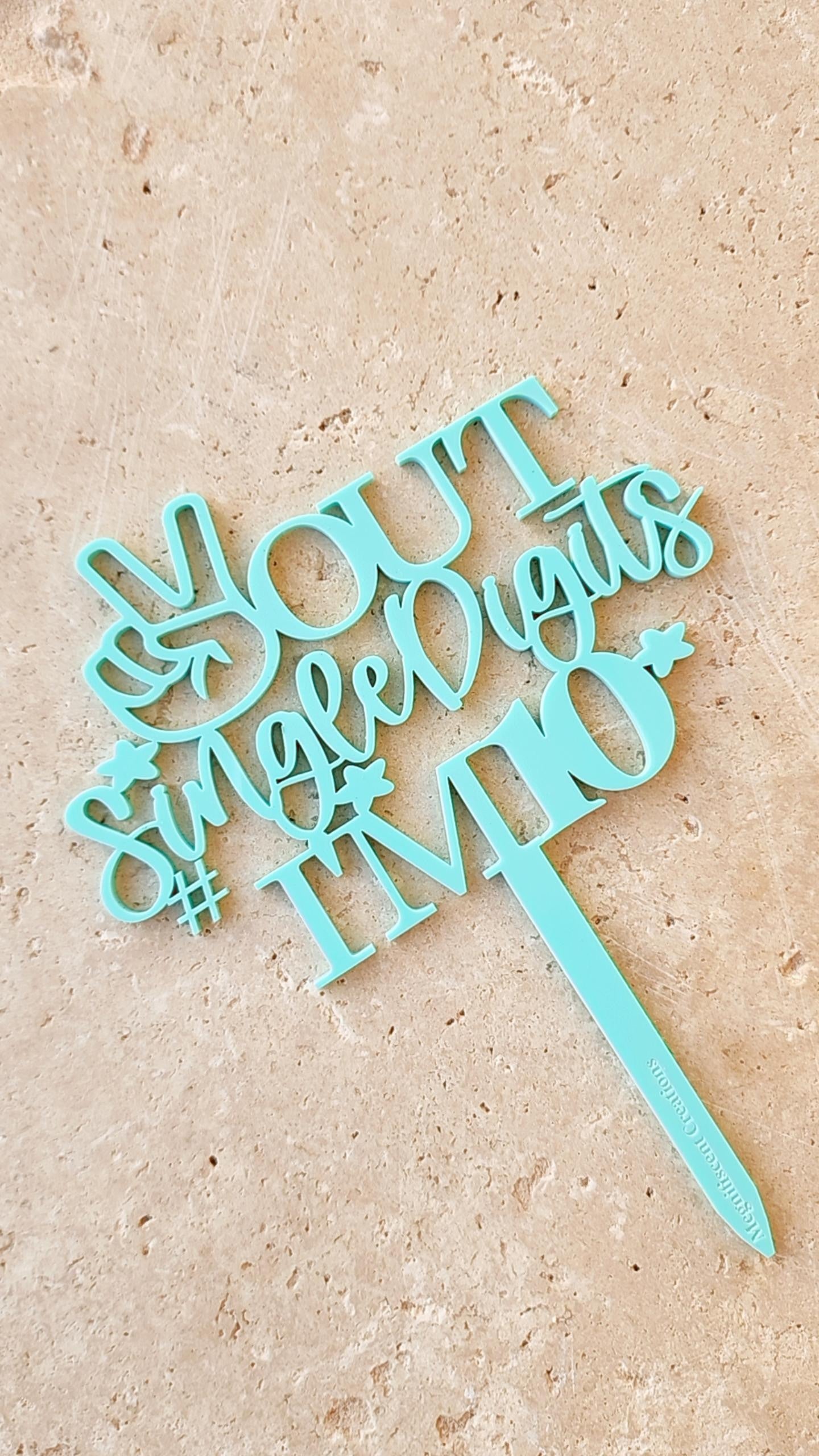 Peace Out Single Digits - single layer acrylic cake topper