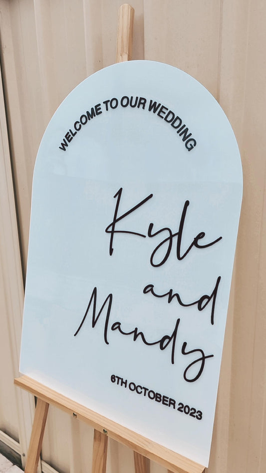 'Welcome to our wedding' Acrylic Arch Sign