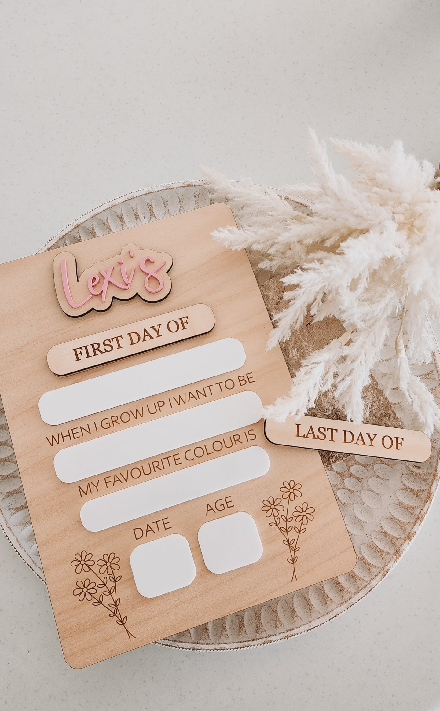 Flower First/Last Day Board - Personalised