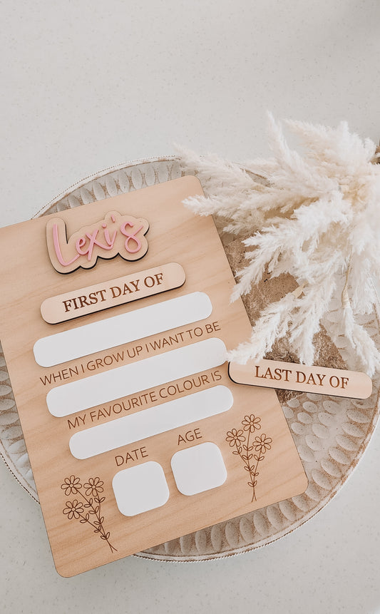 Flower First/Last Day Board - Personalised