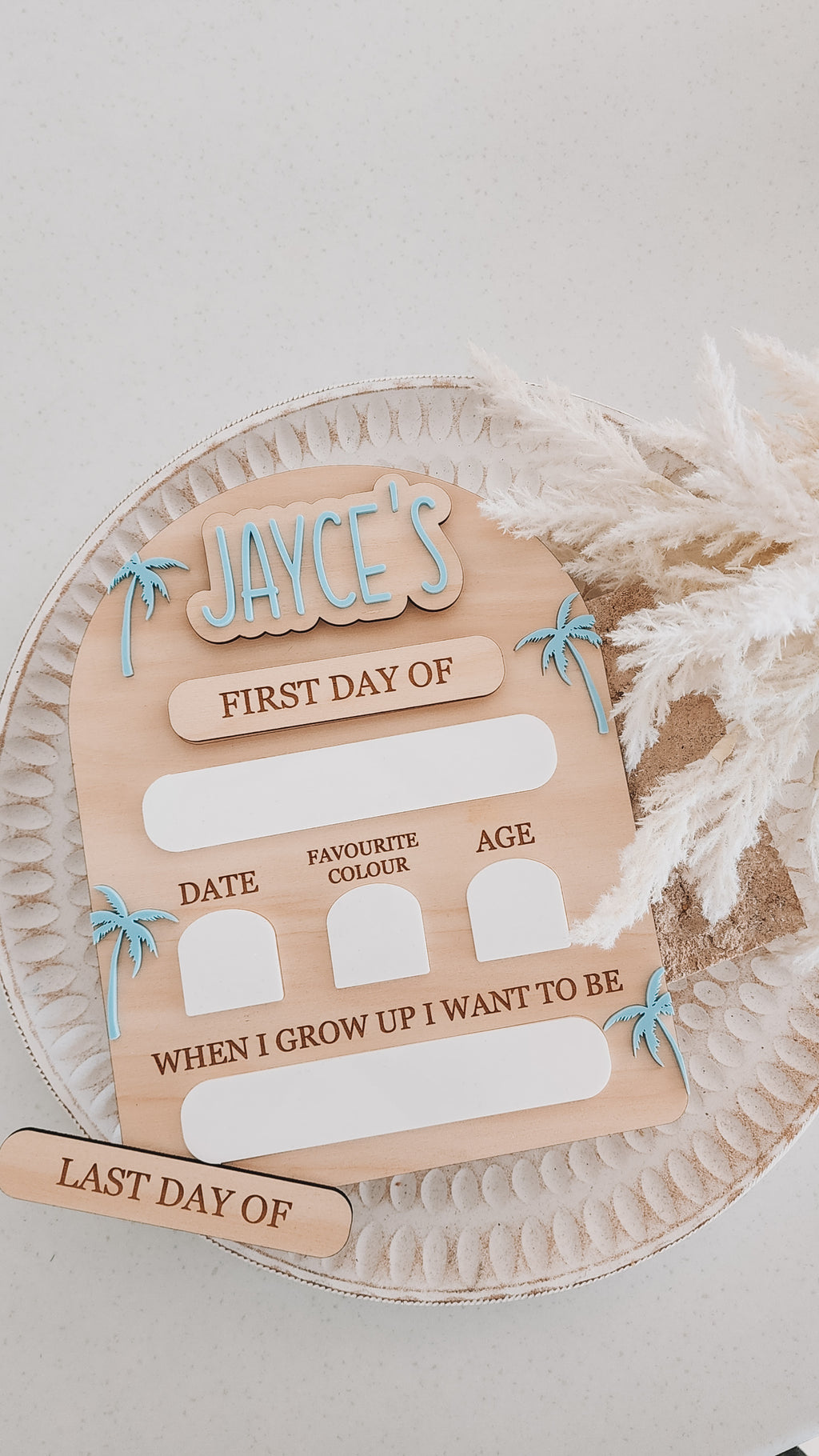 Arched First Day board - Palm Tree