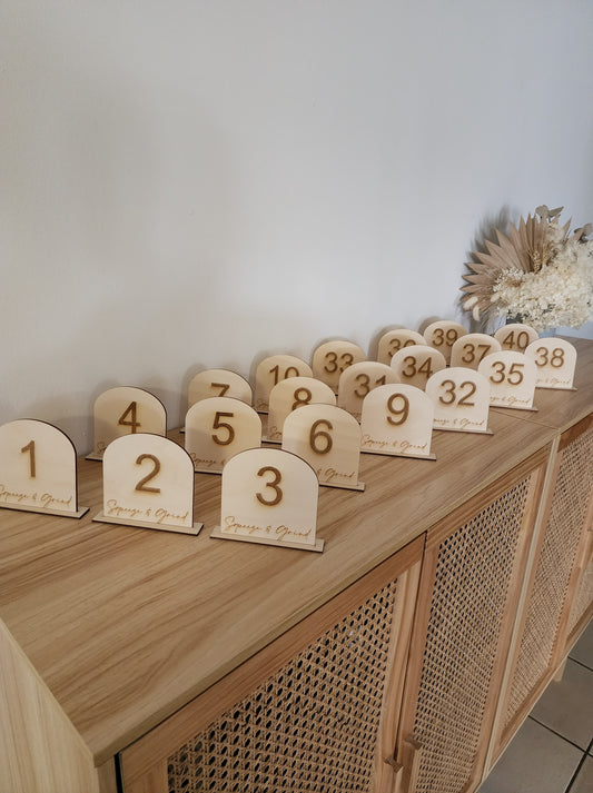 Individual Arched Table Numbers - Ply