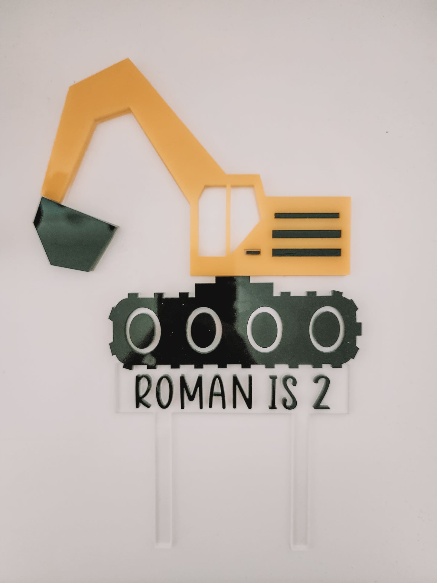 Personalised digger cake topper