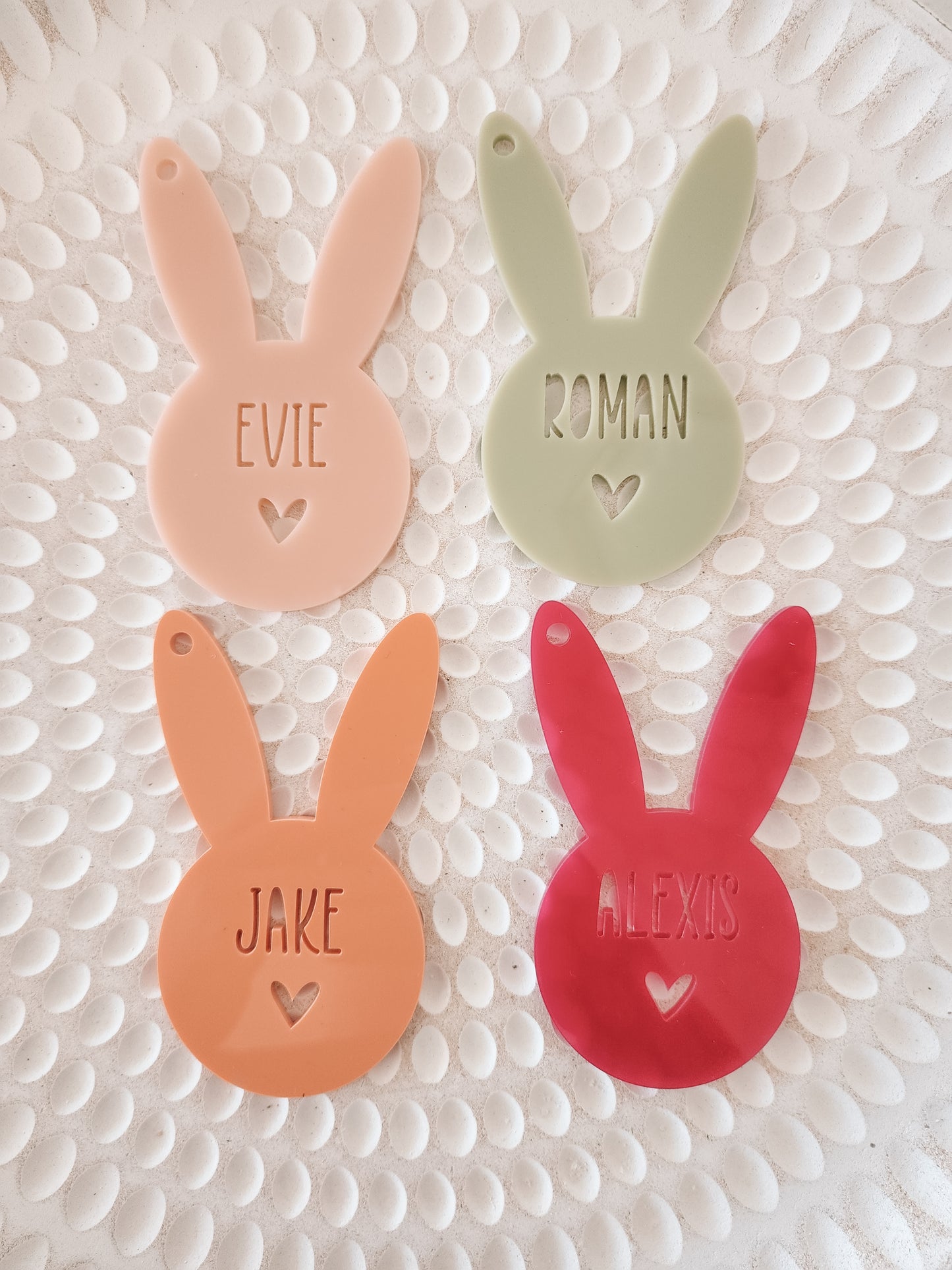 Personalised bunny tags - single layer