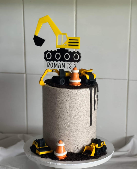 Personalised digger cake topper